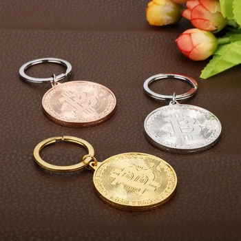 1buc Bitcoin Cheie Lanț Monede brelocuri Bijuterii Comemorative Colectoare Cheie Decorative