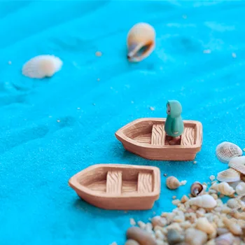 2 buc DIY Retro rasina de artizanat din lemn barca model Figura Jucării micro gradina de Bonsai ornamente Decor terarii miniatură accesorii