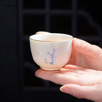2 buc/set Ceramică Chinezească Ceașcă de ceai Seu de jad ceașcă de Cafea Manual de Ceai mic Bol de Ceai din Portelan set Accesorii Personale Singură Ceașcă