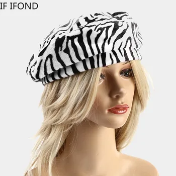 2020 Femei Chic Elegant Doamnelor Bereta Pălării Cald Confortabil Animale Vaci Tipărite Pălării Toamna Iarna Octogonal Capac De Vânzător De Ziare
