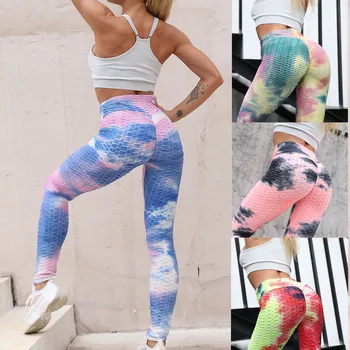 2020 Nou Tie Dye Jambiere Strânse Sport Femei Fitness cu Buzunar Pantaloni de Yoga Stretch Antrenament Jambiere Mozaic Slim Gym Jambiere