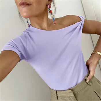 2020 Toamna Tricou Femei Streetwear De Sus Cămăși De Moda Gol Maneca Scurta Slim Solide T-Shirt Femei Femei Obișnuite Tee