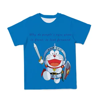 2021 3D pentru Copii T-Shirt Vara New Doraemon Drăguț Și Interesant Anime cu Mânecă Scurtă, O-Neck Slim 4T-14T Haine pentru Copii T-Shirt