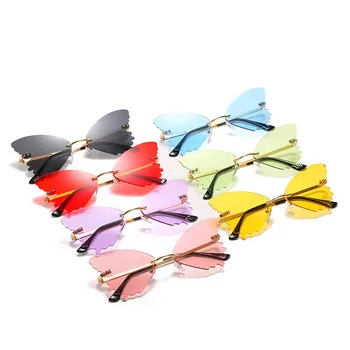 2021 Fluture fără ramă de ochelari de Soare Femei Ocean de Lentile de Ochelari de Soare Oversize Moda Nuante Metalice de ochelari de Soare UV400 Ochelari Oculos