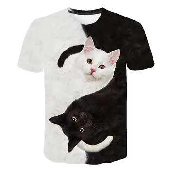 2021 nou 3D de animale amuzant 3D miau T-shirt cuplu