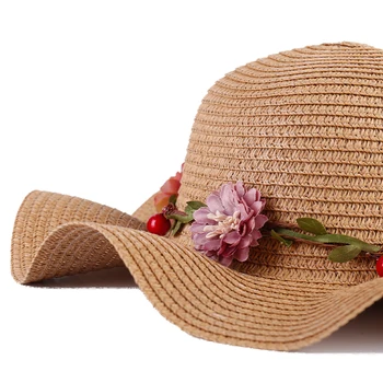 2021 Părinte-Copil Pălărie De Soare Mari Margine Largă Plajă Pălărie Manual Florale Paie Capac Fete Palarie De Soare De Vară, Pălării De Femei Chapeu