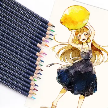 24 Culori Set Creioane Acuarelă Desen Schiță De Artă Pictură Perie Hnadle De Benzi Desenate Cu Graffiti Din Lemn Creion Colorat Cu Cutie De Metal