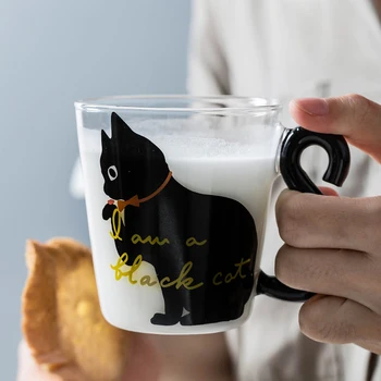 300ml de Desene animate creative drăguț Pisica cana de Cafea ceai lapte Pahar de apă ceașcă vin Roșu, bere, pahare de sampanie pentru copii sticlă reutilizabile