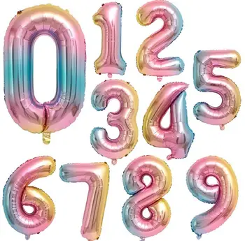 32inch Gradient Numărul Folie de Aluminiu Baloane de Curcubeu Cifre Petrecerea de Ziua Decor Copil Figura Nunta Copil de Dus Accesorii