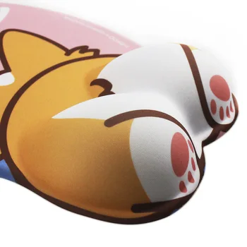 3D Anime Drăguț Corgi Mouse Pad Bratara Silicon Pad Încheietura Mâinii Suport Anti-alunecare PU Bază Potrivite pentru Birou Gaming Mouse Pad