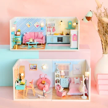 3D Diy din Lemn in Miniatura Mobilier casă de Păpuși Creative Cameră Decora Meserii Casa Papusa Model de Clădire Truse de Jucarii Pentru Copii Cadouri