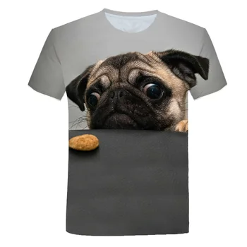 3D t-shirt Pug Câine Animal Tipărite de Îmbrăcăminte pentru Bărbați Moda Unisex Tricou Streetwear cu mânecă Scurtă Top Casual de Vara de sex Masculin Cool Tee