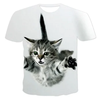 4-14 Ani Copii Haine de Imprimare 3D Kawaii Cat T-Shirt pentru Copii Tricou de Moda cu Maneci Scurte BabyTops Desene animate Vara Baieti Hip HopT-Shirt