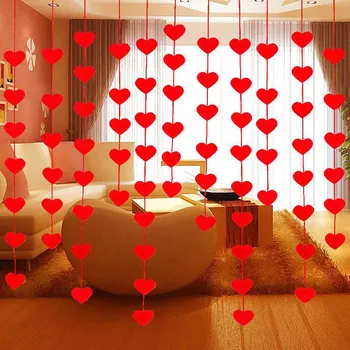 40 Inimi de Nunta Ghirlanda de Hârtie Roșie Șir Banner DIY Ziua Îndrăgostiților Agățat Perdea Dragoste de Nunta Aspect Cameră Decor 5M