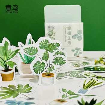 46 Buc Diverse Forme Autocolante Verde Floare Serie De Plante Decalcomanii Pentru Jurnalul De Decorare Diy Album Laptop Învălui