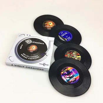 4buc Filare Vintage Vinyl Record Băuturi roller-Coastere Cupa Mat