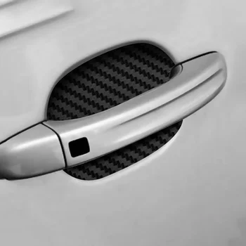 4buc/Set Portiera Autocolant Fibra de Carbon Rezistent la Zgarieturi Capac Mâner Auto de Protecție de Film de Styling Exterior Accesorii