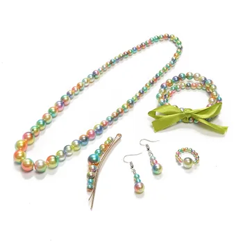 5 Stiluri Multicolor Imitație Pearl Colier Bratara Set Pentru Fete, Cadouri Copii Moda Bijuterii Coliere