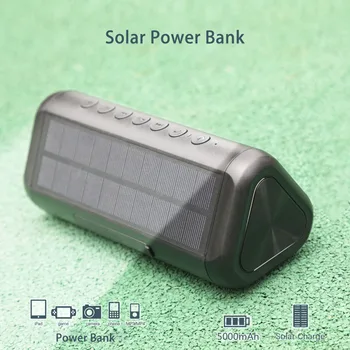 5000mAh Solar rezistent la apa Bluetooth Speaker12w Portabile, fără Fir, Coloana de sunet de Muzică centru casetofonul stereo Bass Subwoofer aux usb