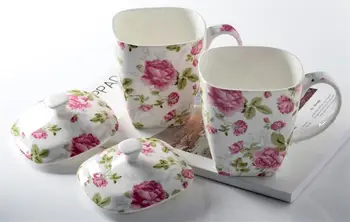 500ML floral Drăguț rose bone china cana de cafea, flori creativ proiectat, ceramica cana de apa, dimineata lapte cu cana, cadou de nunta