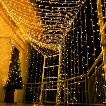 6M x 3M 600 LED-uri în aer liber, Vacanță de Crăciun Decorativ de Nunta xmas Șir de Basm Cortina Ghirlande Strip Lumini de Partid