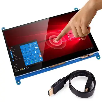 7 Inch Capacitive Touch Screen TFT LCD Display HDMI Modul de 800x480 pentru Raspberry Pi 3 2 Model B și RPi 1 B+ BB Negru PC Vario