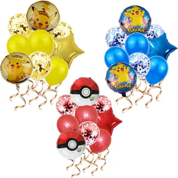 9pcs Pikachu Pokemon Aluminiu balon Sequin latex Copii petrecere de ziua decorarea camera Copiilor Perete aspect de Balon de jucărie