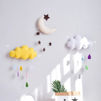 Acasă Decor Nordic Copil Cort Decor Cloud Luna Simțit Picătură Pandantiv Camera Pentru Copii Decor Nunta Zâmbete Recuzită Fotografie