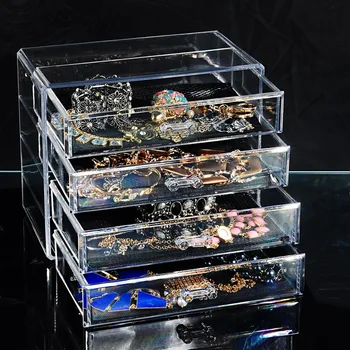 Acrilice transparente multi-strat sertar cosmetice cutie de depozitare Desktop creatoare de bijuterii cutie de depozitare caz machiaj cosmetice organizator