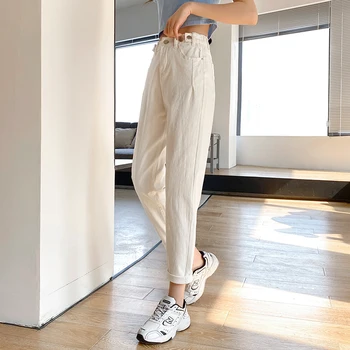 Alb Blugi Femei Y2k de Moda de Talie Mare Stretch Skinny Denim Casual Pantaloni Tendință de Epocă Full-length Retro Feminin Pantaloni