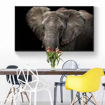 Alb și negru Salbatice Africa Animale de Artă Elefant Panza Pictura Postere si Printuri Cuadros de Arta de Perete Poza pentru Living Deco