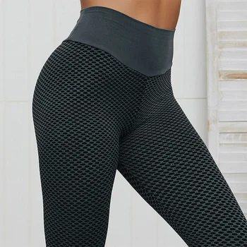 Amazon eBay femei Jacquard fagure de culturism pantaloni piersic șold talie mare de funcționare fitness tight Pantaloni de Yoga