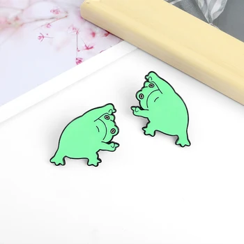 Amuzant Broasca Verde de Email Pin Insigna de Animale Drăguț Broșe pentru Copii Prieteni Rucsaci Desene animate Ace de Rever Vrac Bijuterii Cadou en-Gros