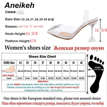 Aneikeh Pompe de Femei 2021 NOUĂ Primăvară/Toamnă PVC Petrecere Spike Tocuri Peep Toe Slip-On Pantofi Concis Metal Decor Bling