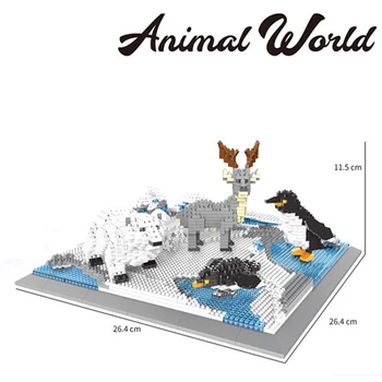 Animale Bloc Animal World Penguin Panda Rechin, Urs Polar Tigru Leu Vite, Oi, Cai, Maimuță, Elefant Caramida Jucarii Copii