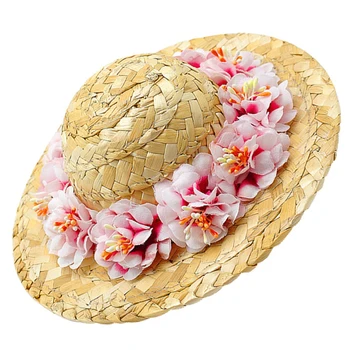 Animale De Companie Flori Pălărie De Paie Câine Primavara-Vara Palarie De Soare Drăguț Țesute Pălărie De Paie Costum Accesoriu