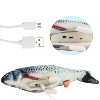 Animale de companie Jucarii Interactive Electric de Pește în Formă de Pisică Jucărie de Pluș Moale USB de Încărcare de Simulare Caras Catnip Aprovizionare pentru animale de Companie Dropshipping