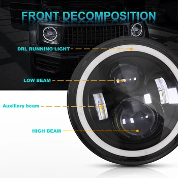 ANMINGPU 2x 7Inch H4 cu LED-uri Faruri cu Inel de Chihlimbar de Semnalizare pentru Lada Niva 4x4 Urban Suzuki Jeep Wrangler off-Road 12V 24V