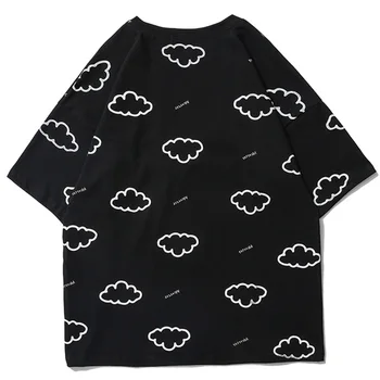 Aolamegs T-shirt pentru Bărbați Desene animate Nava Nor Scrisoare de Imprimare Tee Bumbac Topuri Casual de Vara Harajuku Cuplu Colegiul Stilul Streetwear