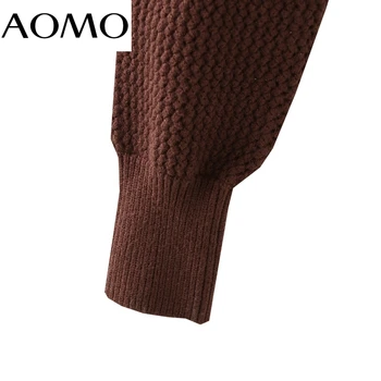 AOMO 2021 Toamna Iarna Femei Solidă Cultură Tricotate Cardigan Pulover Jumper Vintage cu Maneci Lungi Buton-up de sex Feminin de Îmbrăcăminte exterioară 1M43A