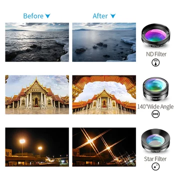 APEXEL Noi 6In1 Kit aparat de Fotografiat Lentilă Fotograf Telefon Mobil Lentile de Kit Macro Wide cu Unghi Fish Eye CPL Filtru pentru iPhone Xiaomi Mi9