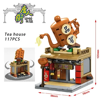 Arhitectura Mini Creator Orașului Chinatown Street View Blocuri Magazin Tesatura Magazin Casa de Ceai Figuri Cărămizi de Jucărie pentru copil cadou