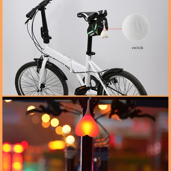 Bicicleta Inima Lampa De Noapte Cu Bicicleta Bancheta Din Spate Lumini De Siguranță Scaun Silicon Rezistent La Apa Creative Coada Lumini De Siguranță Lampa De Control