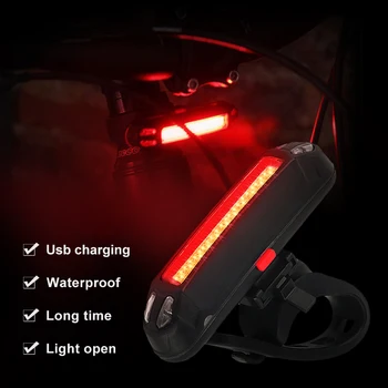Biciclete Biciclete de Lumină Față de Lumină LED-uri USB Reîncărcabilă Ciclism Montan 6 Moduri de Lanterna din Spate Lampă spate de Siguranță lampa de control