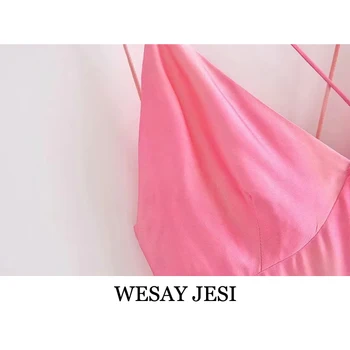 Bine ne luăm JESI Doamnelor Rochie de Vară 2021 Moda Chic Elegant Tie-dye Fusta Mini Retro V-gât Ștreangul cu Fermoar Curea de Temperament Rochie