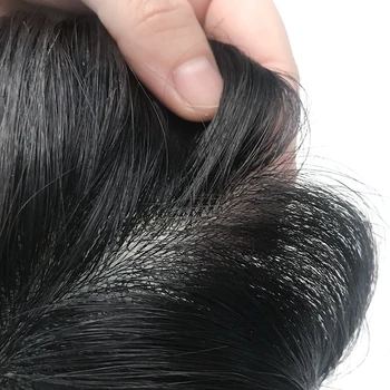 Biologice Scalp Peruca Subțire PU 0.4-0.6 cm Indian Păr Uman Peruca Val Parul Drept Înlocuitor pentru Bărbați Peruca Peruca de Culoare Naturala