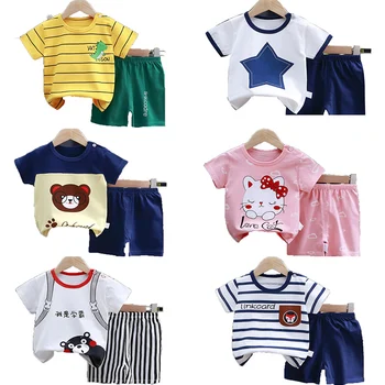 Băiat Fată Haine Copii Bumbac Cu Maneci Scurte T Shirt Scurt Pijamale Pijamas Set De Desene Animate De Îmbrăcăminte Casual, Costum De Sport Pentru Copii