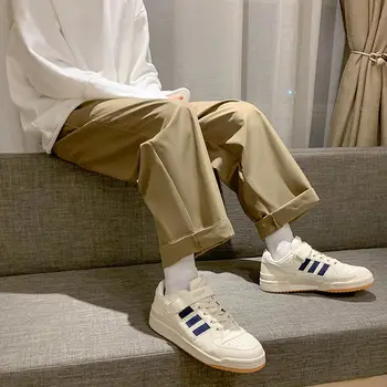 Bărbați de Culoare Solidă Supradimensionate, Pantaloni Casual Moda coreeană Liber Harajuku Streetwear Picior Drept Pantaloni Glezna-lungime Pantaloni