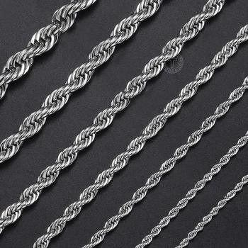 Bărbați Femei de zi cu Zi Colier 2 3 4 5 6mm Twist Rope Link-ul Lanț din Oțel Inoxidabil de Culoare Argintie Cadouri Bijuterii LKN76