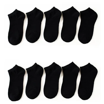 Bărbați Vara Barca Șosete de Mari dimensiuni 44,45,46,47,48 Negru Respirabil de Moda Negru de Bumbac Șosete Bărbați scurt Nouă și Mare De 10 Perechi